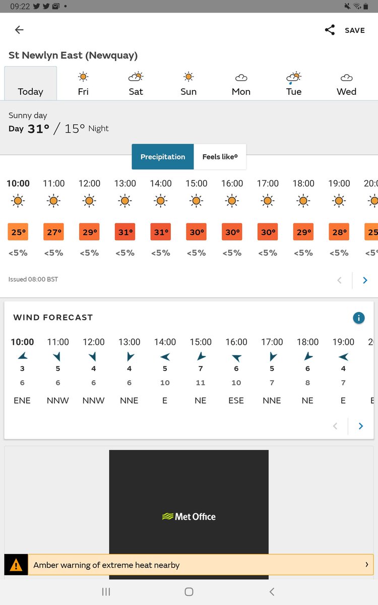 I don't get this... Cornwall... no weather warning, but higher forecast temperatures? 
Please explain <a href="/metoffice/">Met Office</a>