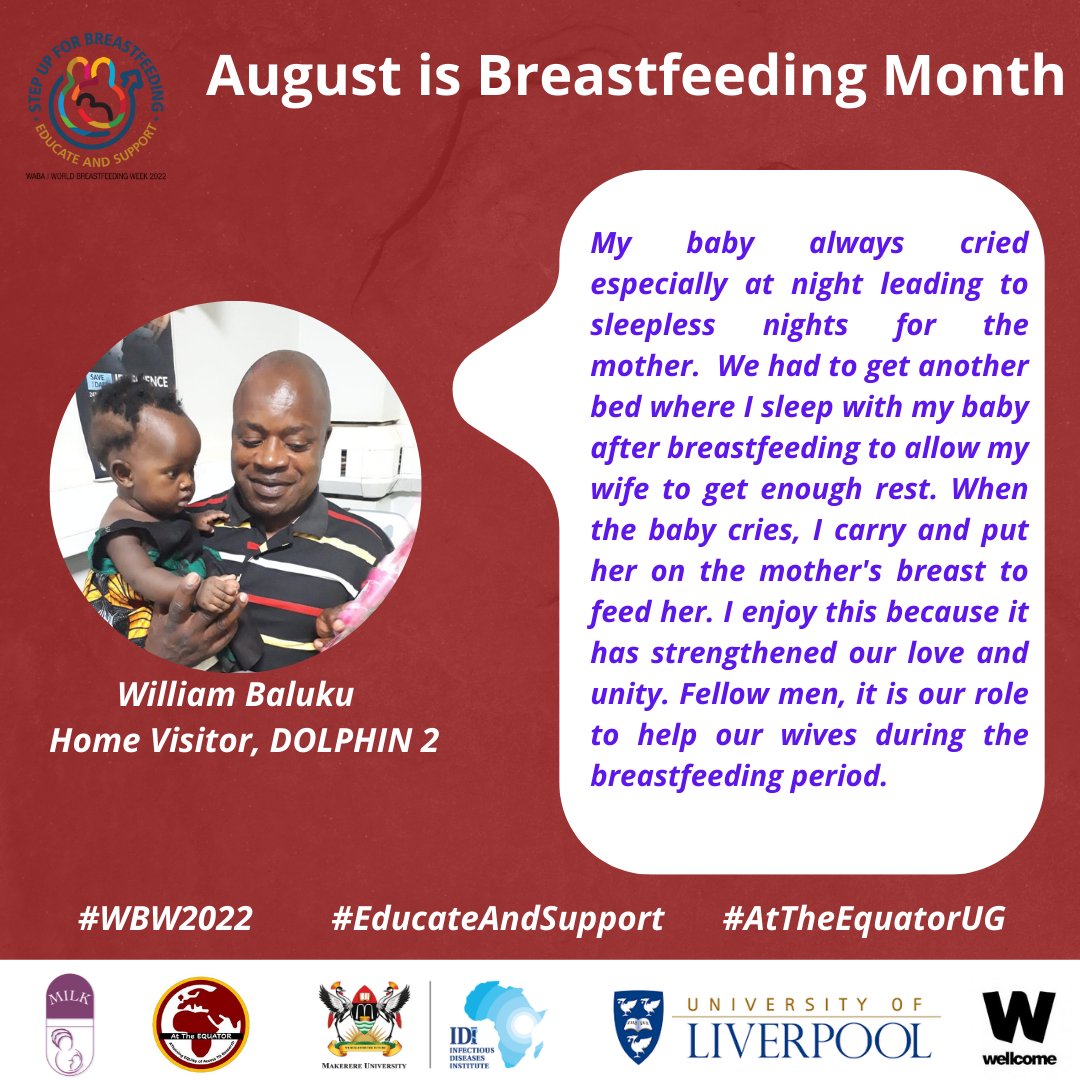 At_The_EQUATOR's tweet image. &quot;I enjoy helping my wife during breastfeeding and this had strengthened our love and unity,&quot; - William Baluku #BreastfeedingMonth #BreastMilkDonation #educateandsupport  @cgbanda @paulkgonza
@livuninews @wellcometrust @AMPERIIZEMATHI2 @stonekamoga