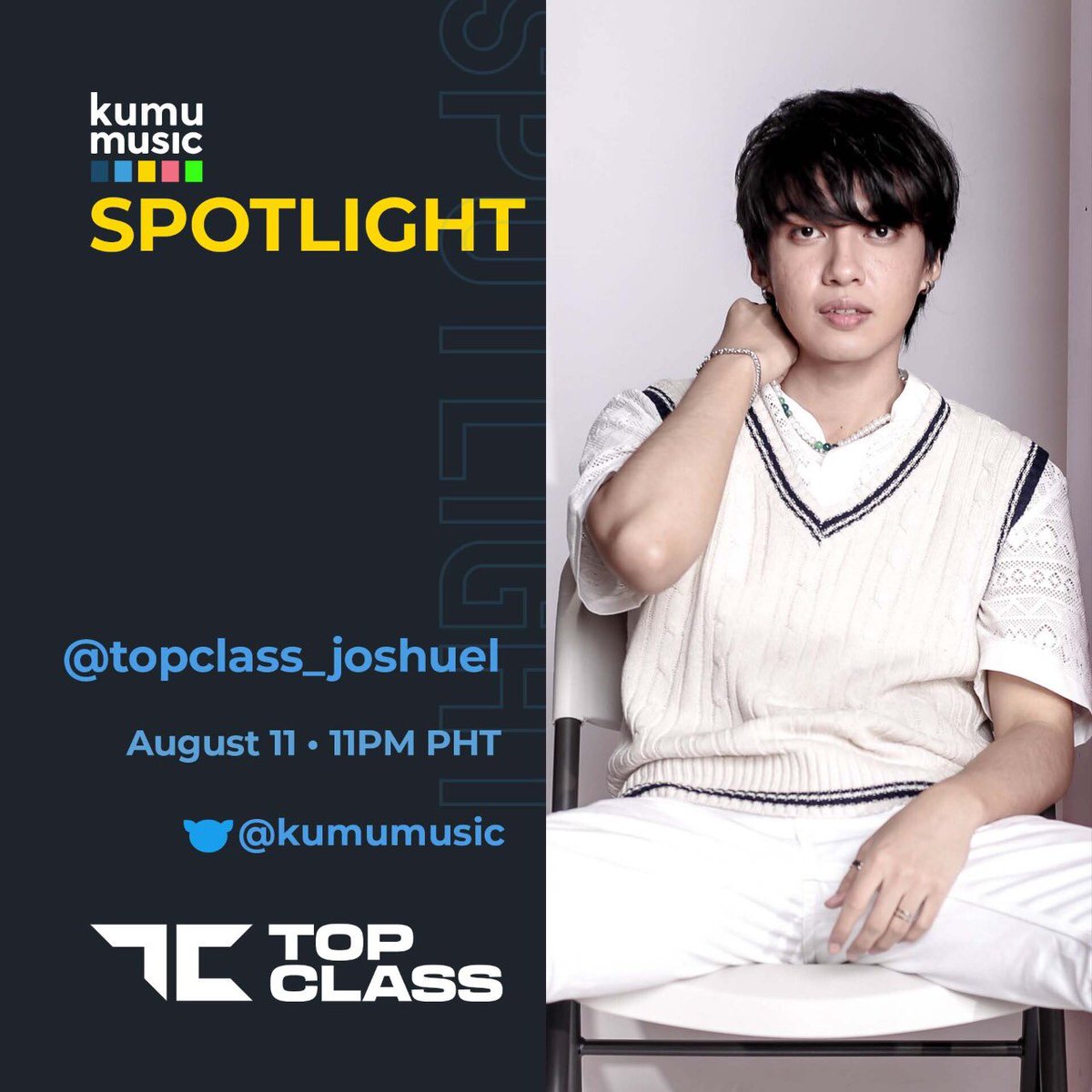 topclassofc's tweet photo. Our final #TopClassTakeover is going down with Top Class Joshuel! Happening only at the kumu music channel tonight, 11pm! ✨ #kumutopclass #liveonkumumusic https://t.co/4hWJXcTv6u