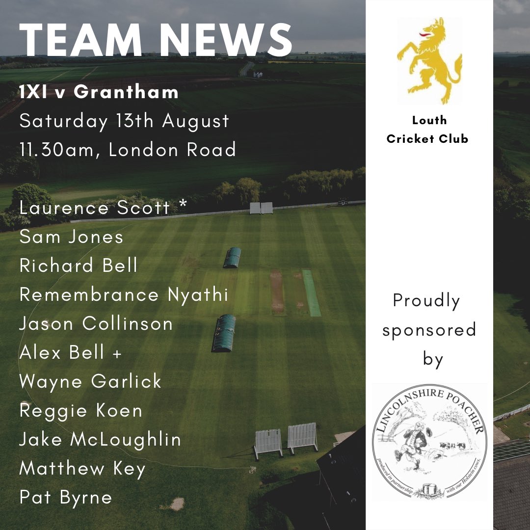 Team news for Saturdays home game against Grantham CC. 

#UpTheWolves 🐺🏏🐺🏏🐺