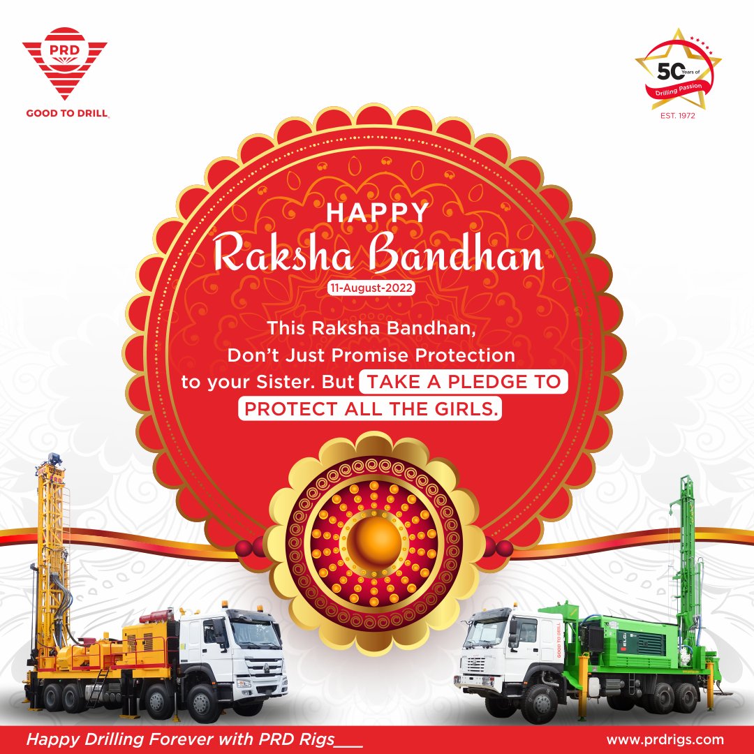 Paran_TT's tweet photo. PRD Rigs wishes everyone a very Happy Raksha Bandhan! #RakshaBandhan2022
Visit: https://t.co/Tz4MhfYb5n
#prd #prdrigs #prd50 #prddrills #prdglobal #rig #drilling #drillingrig #india #RakshaBandhan #Festival
#greetings #celebration #bonding #goodtodrill https://t.co/j8uasTrppK