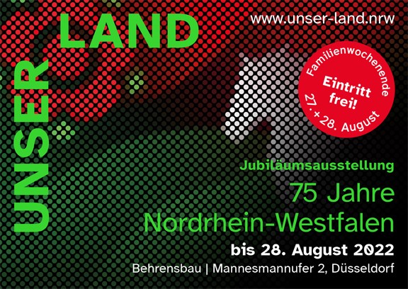 hdg_nrw's tweet photo. Die Zeit läuft.... ⏱ Nur noch bis zum 28. August ist die Jubiläumsausstellung "UNSER LAND. 75 Jahre Nordrhein-Westfalen" im #HdGNRW in Düsseldorf zu sehen. 🎉 Zum Finale am 27. und 28. August gibt es ein buntes Wochenendprogramm für Klein und Groß. ➡️ https://t.co/cCmuWXBydf https://t.co/apcFD6YYxw