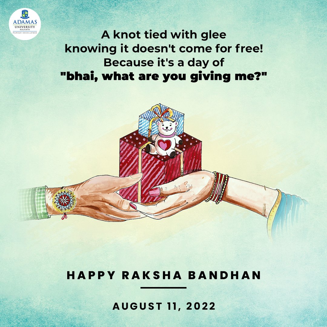Rakhi is an emotion, happily tied in knots 🙃
May all siblings, blood related or otherwise, spend today in sibling revelry filled with love, laughter and gifts!

#rakhipurnima #rakshabandhan #brother #sister #bonding #love #laughter #siblings #AdamasUniversity #BestinBengal