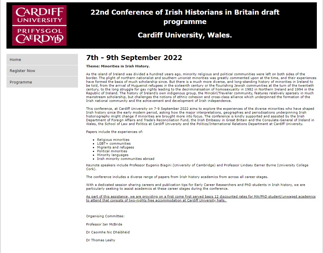 OXFORD IRISH SEMINAR (@oxfordirishsem) on Twitter photo 7th - 9th September: 22nd Conference of Irish Historians in Britain <a href="/ihibconference/">IHIB Conference</a>, will be hosted at <a href="/cardiffuni/">Cardiff University</a>, Wales. The programme and registration form are available at: eventsforce.net/cbs/frontend/r⊠7th - 9th September: 22nd Conference of Irish Historians in Britain <a href="/ihibconference/">IHIB Conference</a>, will be hosted at <a href="/cardiffuni/">Cardiff University</a>, Wales. The programme and registration form are available at: eventsforce.net/cbs/frontend/râŠ