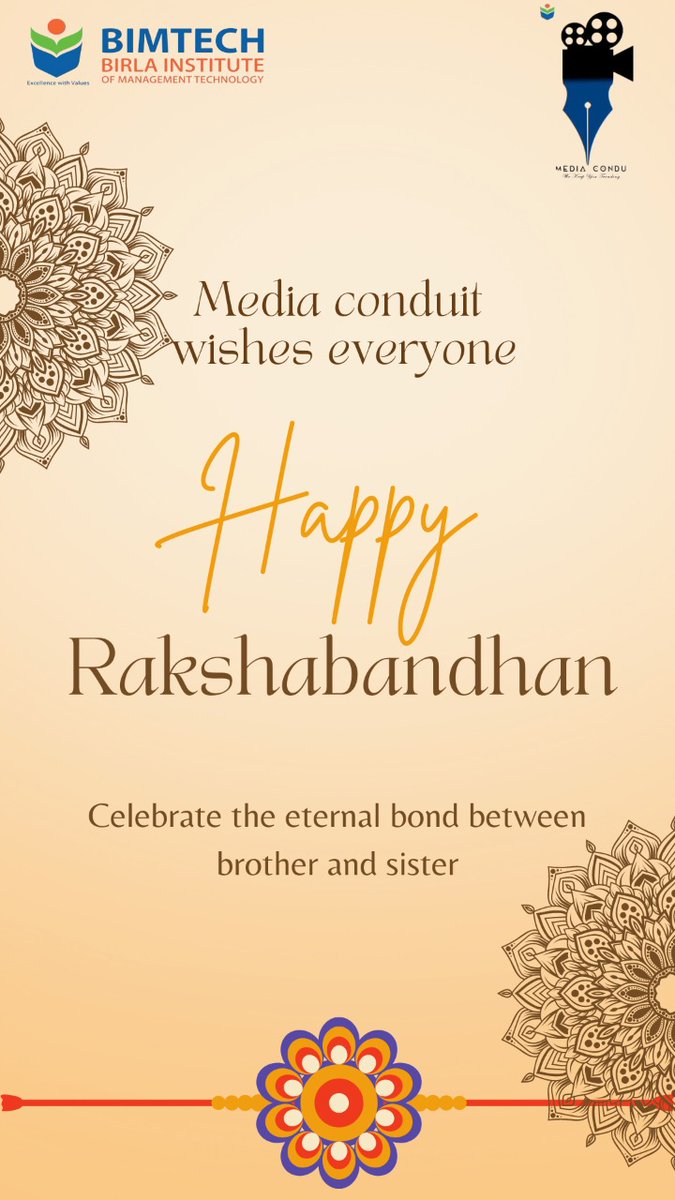 MediaBimtech's tweet image. This Rakshabandhan , we pray that the bond of love, protection and togetherness grows together. 

Wishing you all a very happy Rakshabandhan! 

Regards, 
Team media conduit

#bimtech #wekeepyoutrending #lifeatbimtech #rakhi #festival #celebrations #rakshabandhan2022