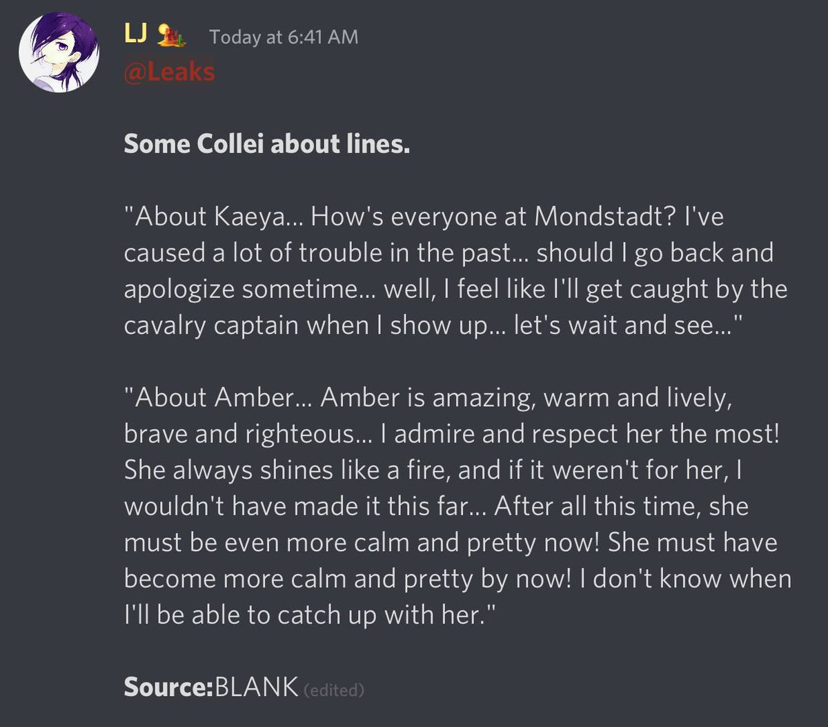 colleihourly's tweet image. COLLEI VOICELINES ABOUT KAEYA AND AMBER I'M NOT OKAY
