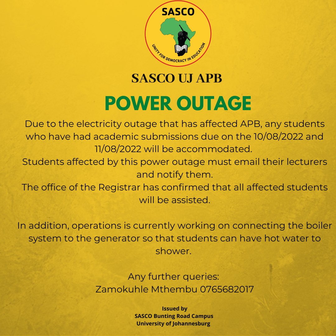 UJSASCO_APB's tweet photo. Please note 🙏🏽 https://t.co/Um0o6TIBca