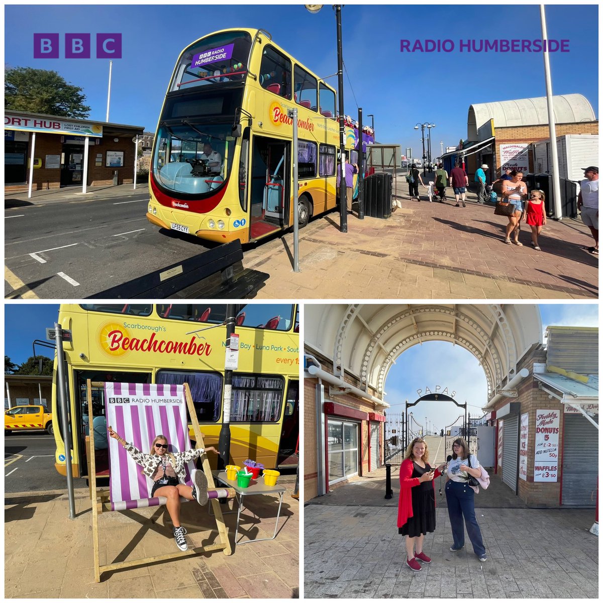 RadioHumberside's tweet photo. We’ve arrived in #Cleethorpes

Come and say hello and grab a selfie in our MASSIVE deck chair ☀️

We’re in town until 2pm 🚌 https://t.co/ac2t1Sw9C4