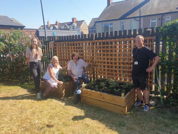 Creating a food growing area for Penrhos Conrer residents yesterday after a successful application to the Keep Wales Tidy Local Places for Nature Scheme. Diolch <a href="/Keep_Wales_Tidy/">Keep Wales Tidy</a> !
