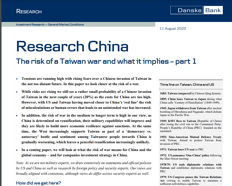 I wrote a bit on the risk of war on Taiwan, see link here: bit.ly/Taiwanwarrisk . And conclusions below. #China #Taiwan #dkoeko