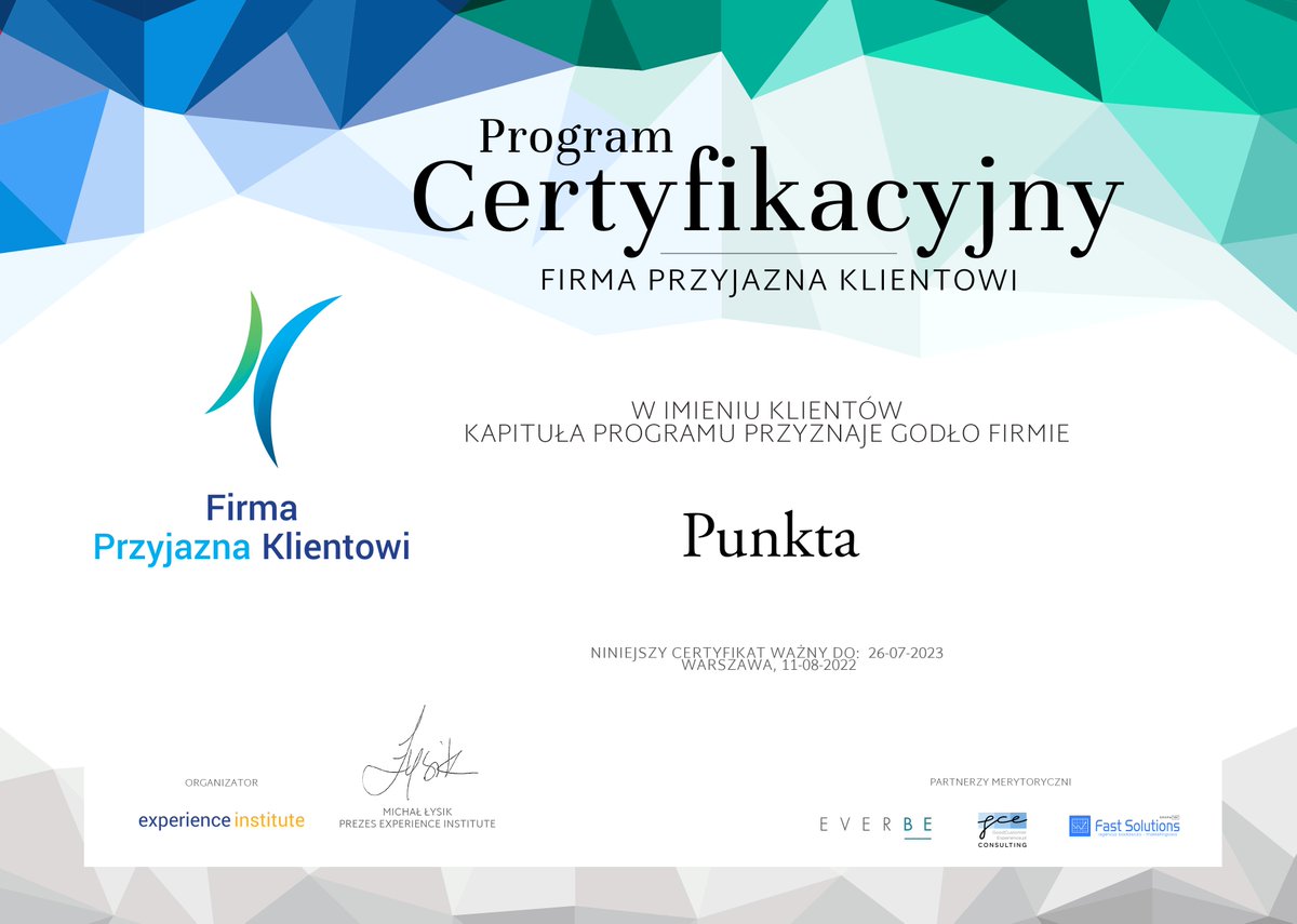 93% pozytywnych ocen klientów #Punkta w badaniu #FirmaPrzyjaznaKlientowi - Dziękujemy! 🎯💪🙏