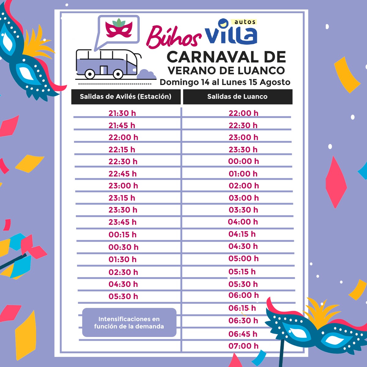 Autos_Villa's tweet photo. Búhos línea Avilés-Luanco-Avilés para el Carnaval de Verano de Luanco. 
#Avilés #Luanco #buses https://t.co/ACiobdJuon
