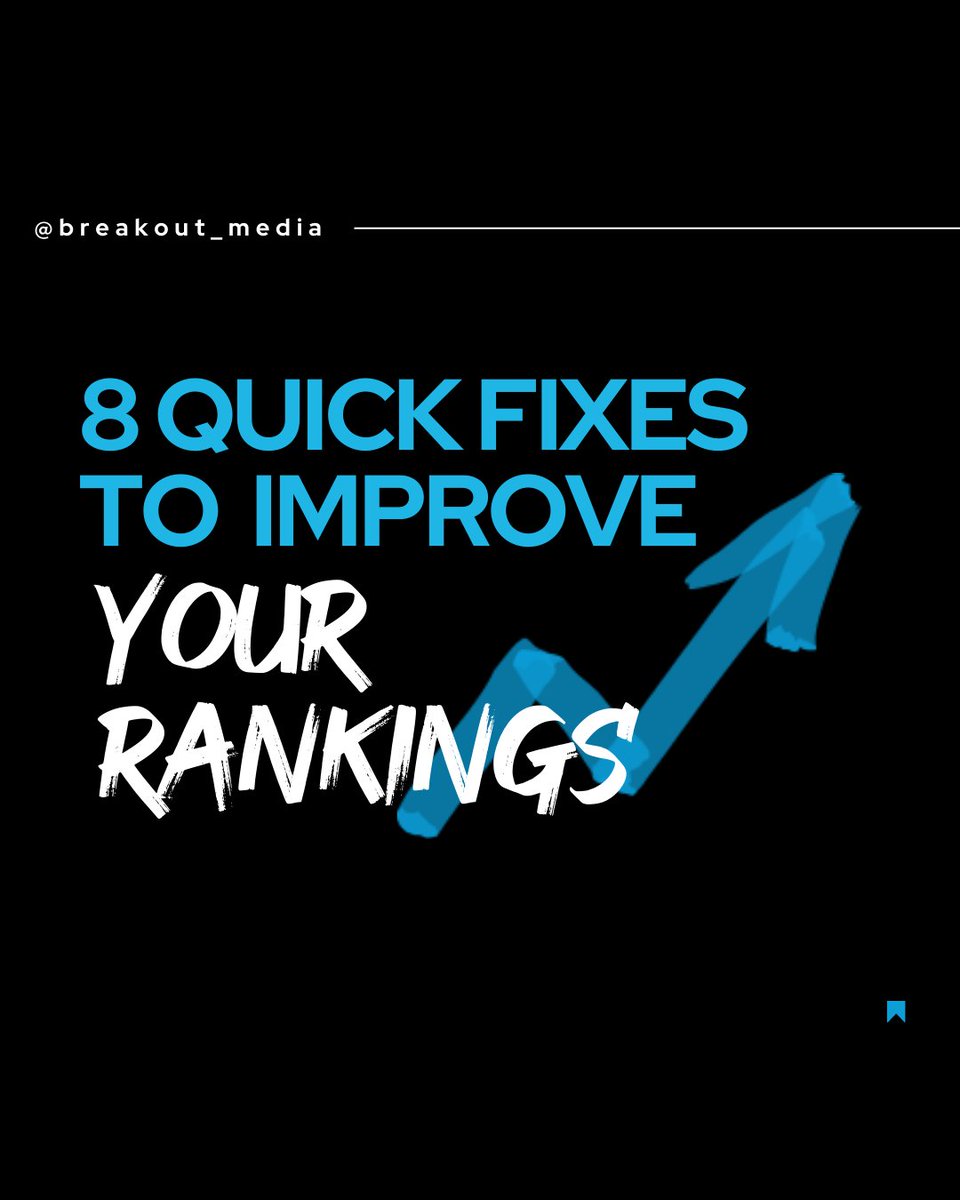 Breakout_Media_'s tweet photo. Many factors can increase your rankings on the Search Engine Results Page, but these are our quick fixes to help you improve your scoreboard.  

Scroll through to read our handy tips. 

#rankings #seo #serp https://t.co/BYLeUxlJOT