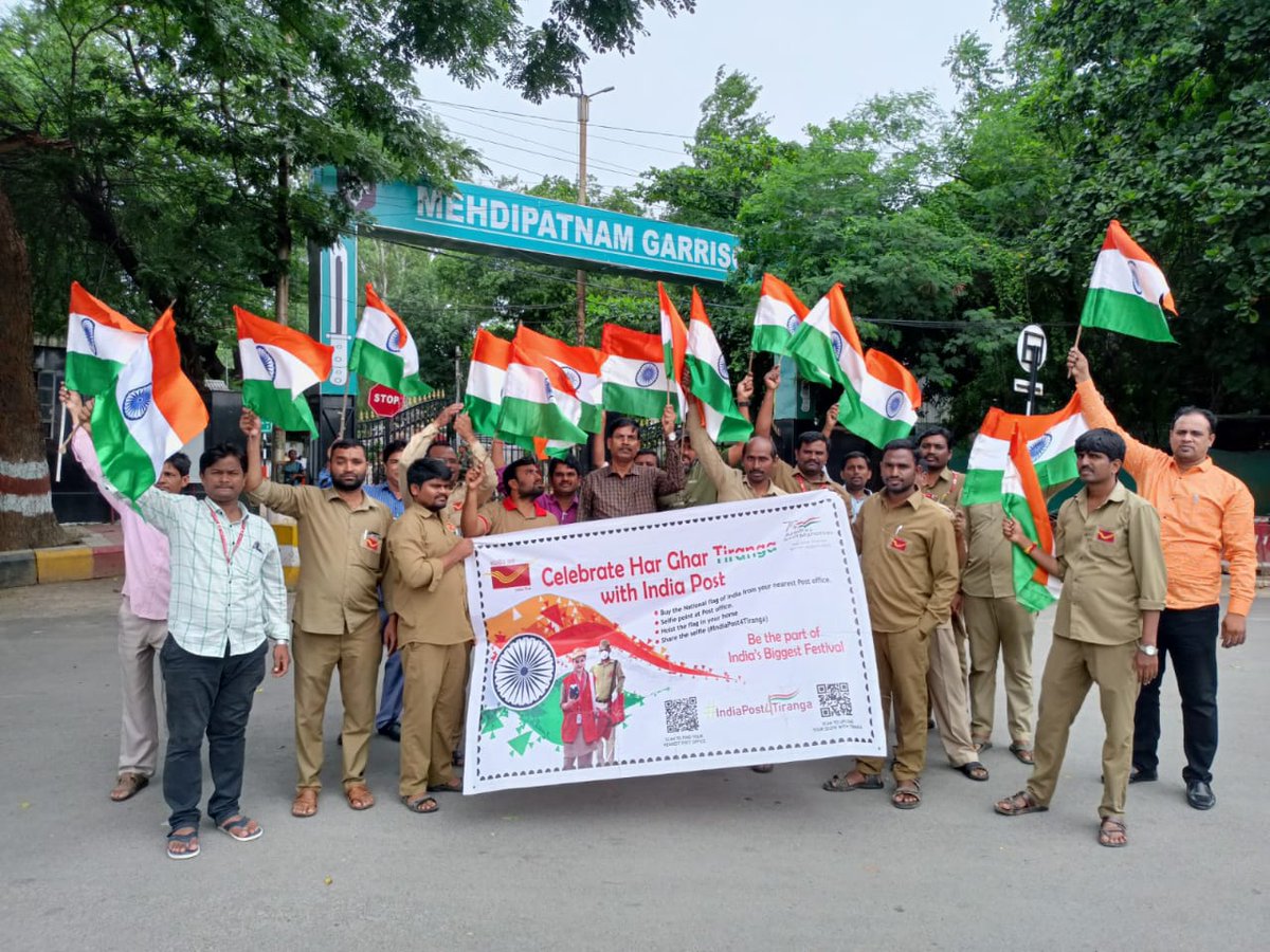 Prabhat Pheri was organized by Humayunagar Post Office of Hyderabad City Division under 
<a href="/hydhqpostalregn/">Hyderabad HQ Postal Region</a> on 11-08-2022
 Come join us for #HarGharTiranga #IndiaPost4Tiranga
<a href="/IndiaPostOffice/">India Post</a>
 <a href="/mygovindia/">MyGovIndia</a>
 <a href="/AshwiniVaishnaw/">Ashwini Vaishnaw</a>
 <a href="/devusinh/">Devusinh Chauhan</a>