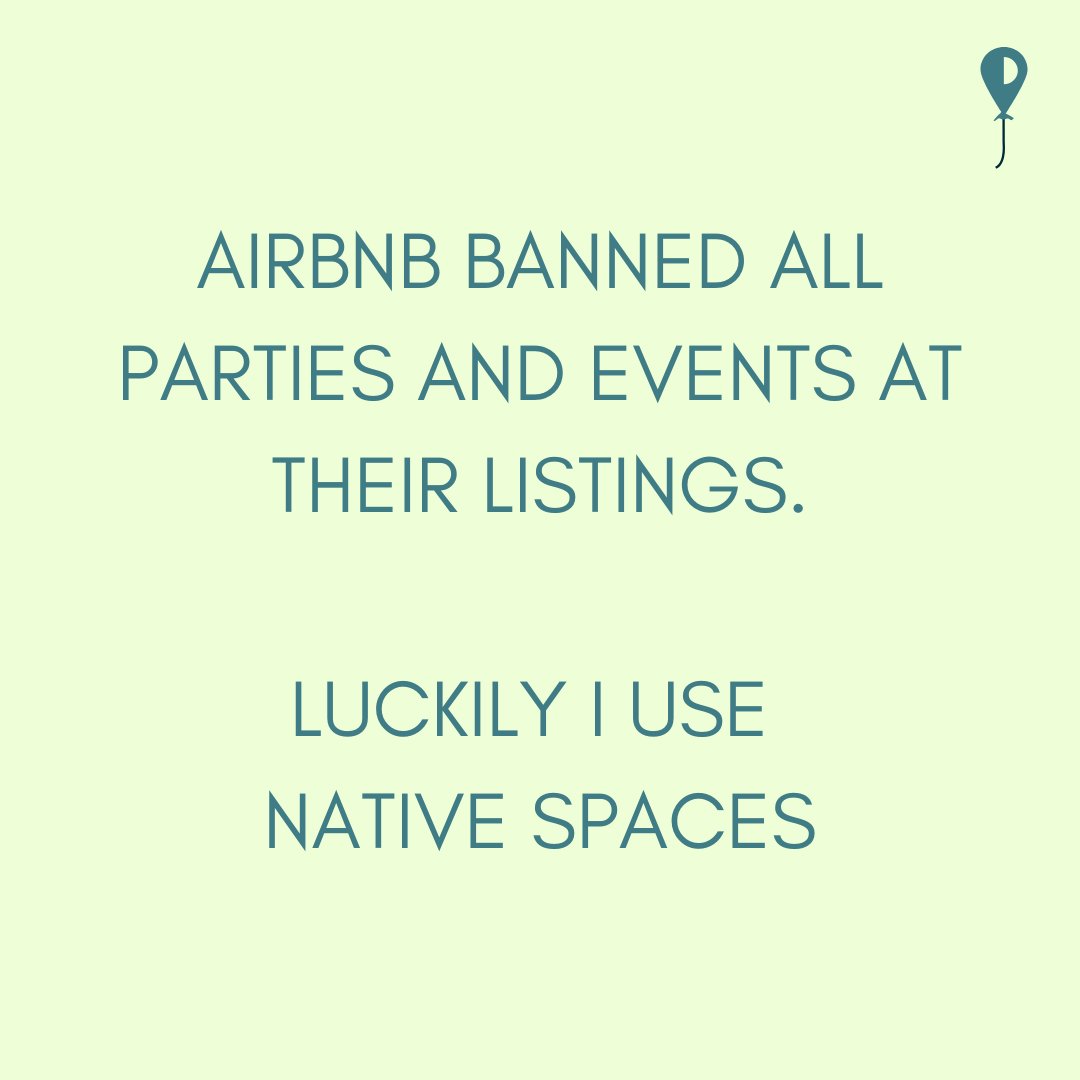 Native_Spaces's tweet photo. ❌ Airbnb officially banned events in their policy in June 2022.
🎈 We are here to give you access to unique spaces and make your events memorable.
👀 Check us out on https://t.co/LZvomK1t7z
#NativeSpaces #airbnb #events https://t.co/BKpqFwfyM5