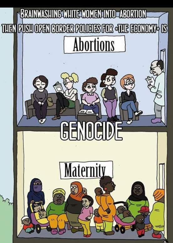 dew_rae's tweet photo. Society is aware White people are a
minority of the global population and are
being made a minority in their own
countries via immigration, but anti-
Whites don't want an end to those
policies. Governments are turning us into
a minority, which proves intent. #thegreatreplacement https://t.co/YnwYmK5GWF