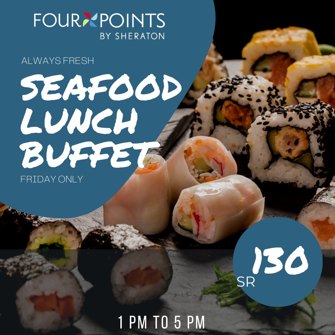 FPMakkah's tweet photo. Seafood Lunch buffet
Always fresh ๐ ๐ฆ๐ฆ
130 SR
FRIDAY ONLY
Connect /125508999 ๐๐
#seafood #forpointsbysheraton #makkah_hotel #buffet https://t.co/2wO1gVCa6w