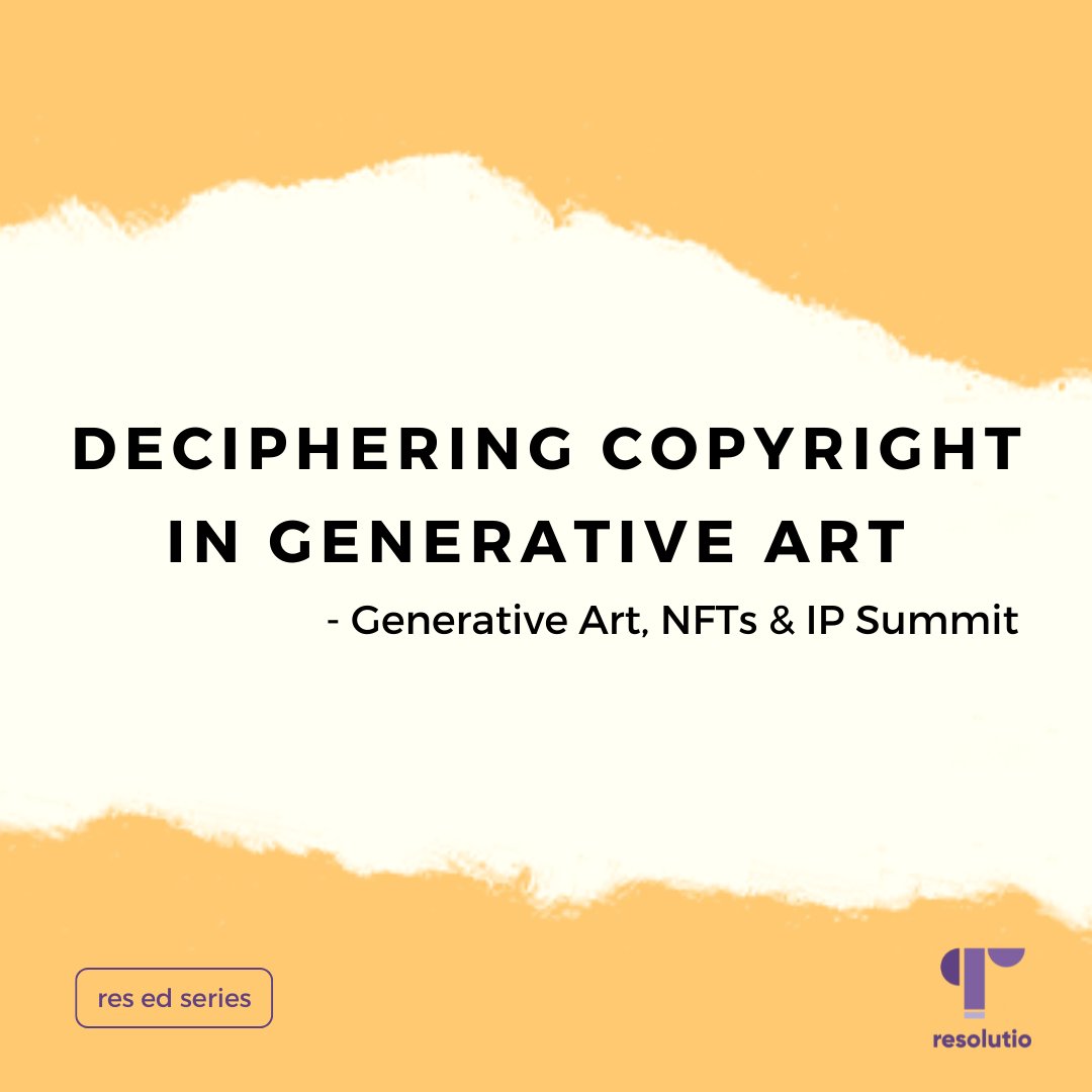 Do you create/collect generative art #NFTs ?

Do you know that you may not have the copyright to generative art ? In some countries, like USA, machine generated art cannot be copyrighted.

More on this in our upcoming summit. .
MORE DETAILS COMING SOON
#nft #nftrights #ai #resed