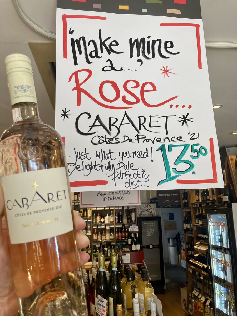 Odd_Hampstead's tweet photo. It's going to be hot today. We are fully stocked on ice cold rosé! Famille Sumeire cabaret rosé 2021 is just what you need, this Côtes de Provence is delightfully pale and perfectly dry.
#summer #wine #oddbins #hampstead #nw3 https://t.co/ukVYArvFG9