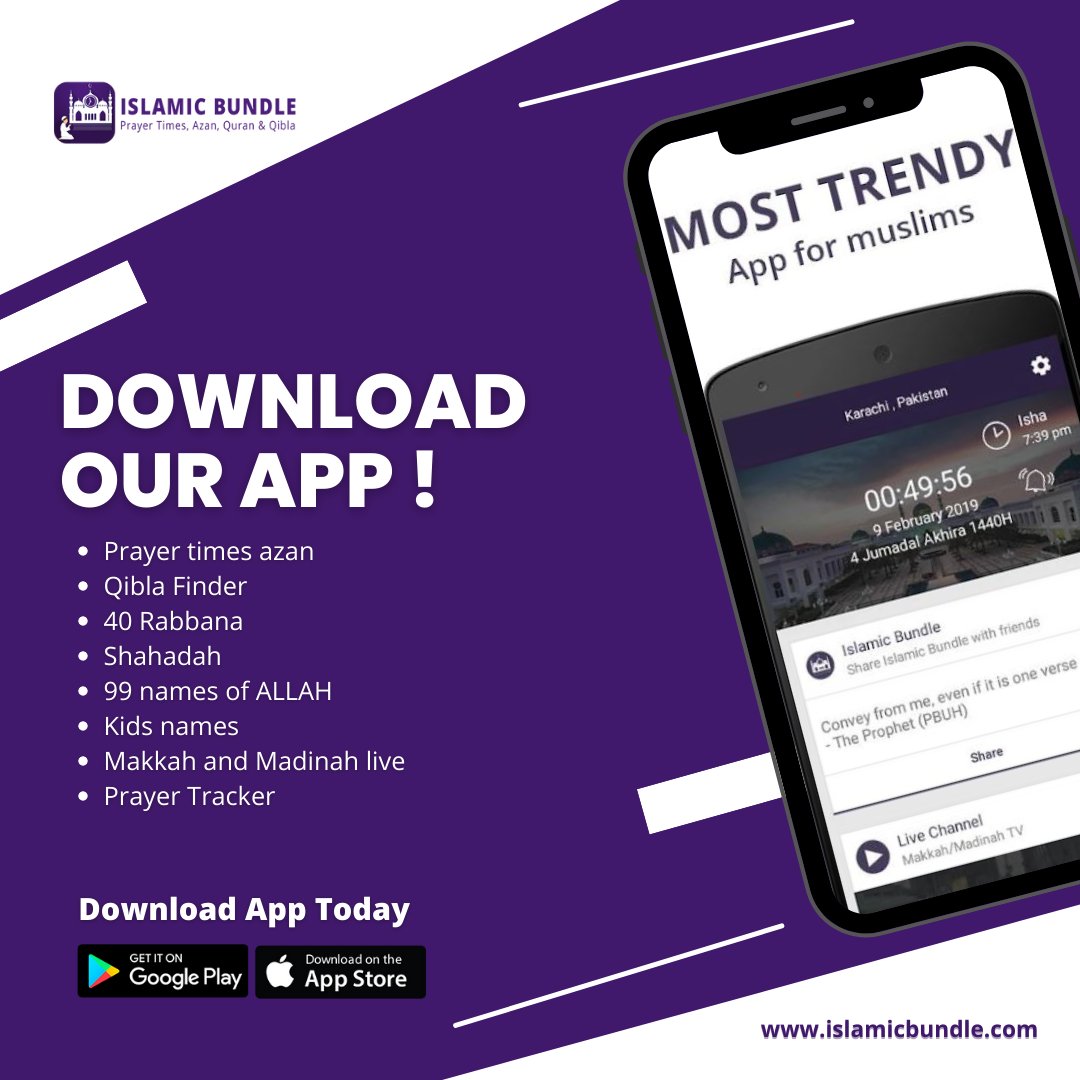 IslamicBundle's tweet photo. 💥 Download our App ! 🎉

Prayer times azan
Qibla Finder
40 Rabbana
Shahadah
99 names of ALLAH
Kids names
Makkah and Madinah live 
Prayer Tracker 

Android: 👉https://t.co/t6MWvzQkby
IOS: 👉 https://t.co/FcPxRJvoZg
Web: 👉https://t.co/vQNqgJuwwc

#islamicbundle  #downloadourapp https://t.co/z0QbjE0TU5