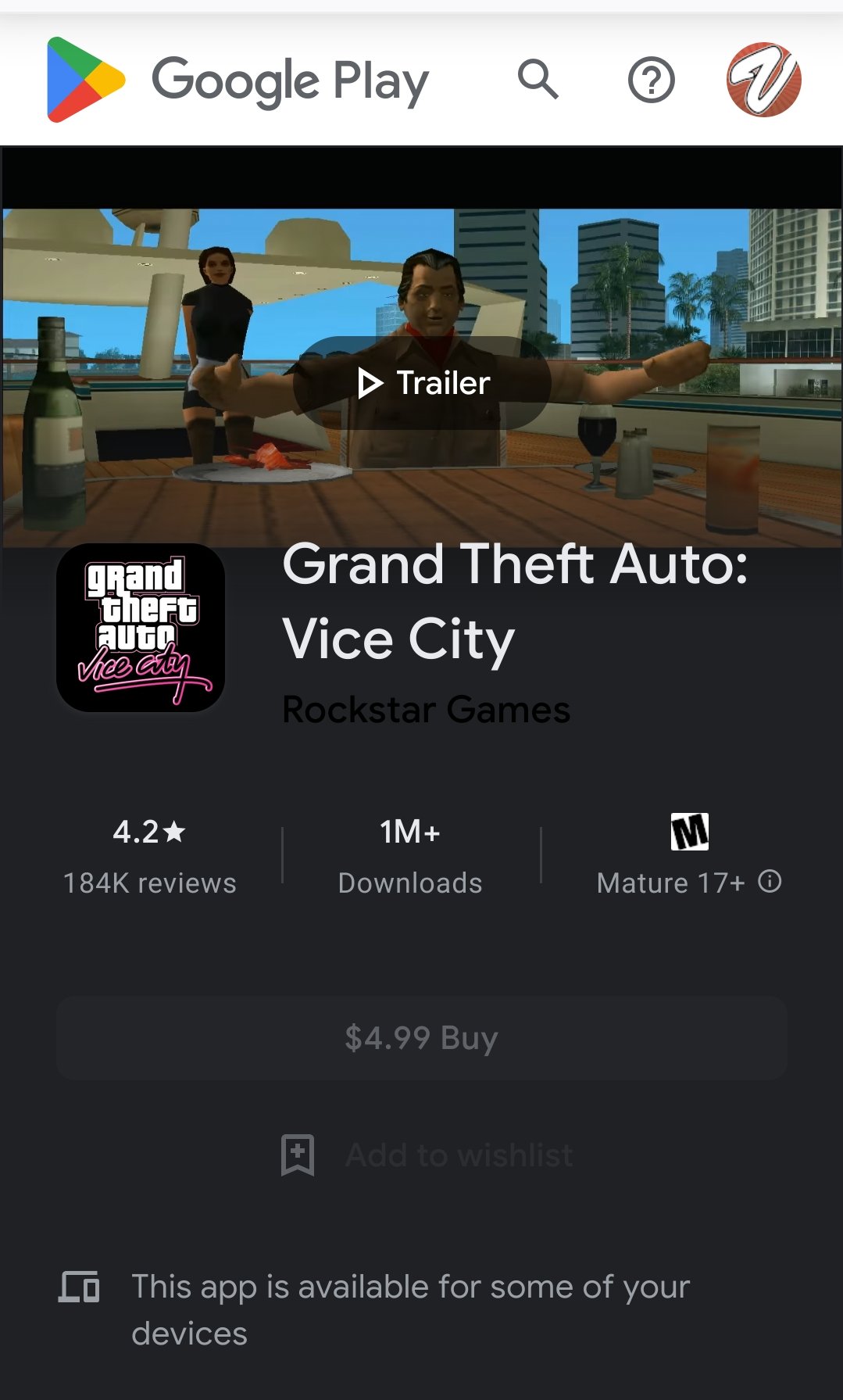 Vadim M. on X: I think, there is a reason why GTA VC was delisted on  Google Play. The talented and hardworking team (as they call themselves)  didn't properly test their💩 update.