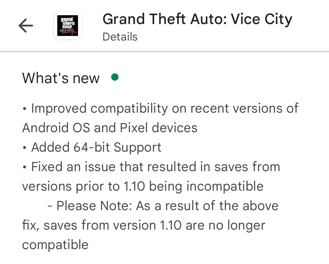 Vadim M. on X: I think, there is a reason why GTA VC was delisted on  Google Play. The talented and hardworking team (as they call themselves)  didn't properly test their💩 update.