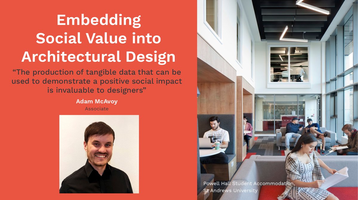 This week, Adam McAvoy from our #Glasgow studio explores #socialvalue in design. Reflecting on the design of student accommodation for @univofstandrews, he discusses how & why we are measuring social value, and how this informs future designs 👇 bit.ly/3PgVFoE