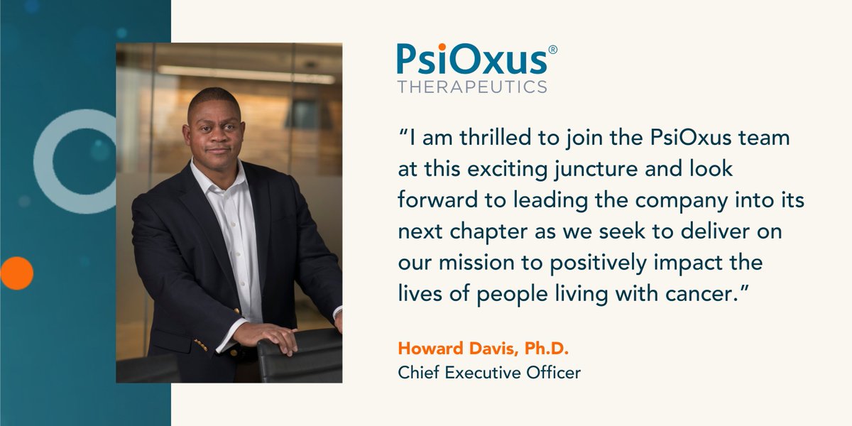 #Biotech News: As we expand our operations to include the U.S., we're thrilled to welcome Howard E. Davis, Ph.D., as our new CEO. 
Dr. Davis is uniquely positioned to lead us through our next phase of growth. 

psioxus.com/news
#cancer #immunooncology #leadership #biotech