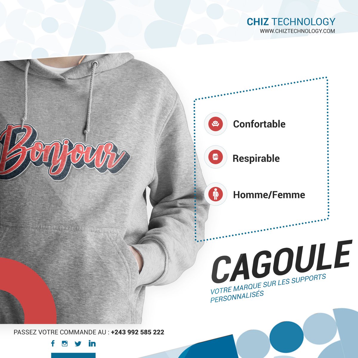 ChizTechnology's tweet photo. Nouvel arrivage desormais disponible sur commande chez CHIZ TECHNOLOGY

#pullover #cloth #comfortable #breathable #unisex #printing #branding #made #by @ChizTechnology  #congo #RDCongo https://t.co/DWH1ZH4Bt2