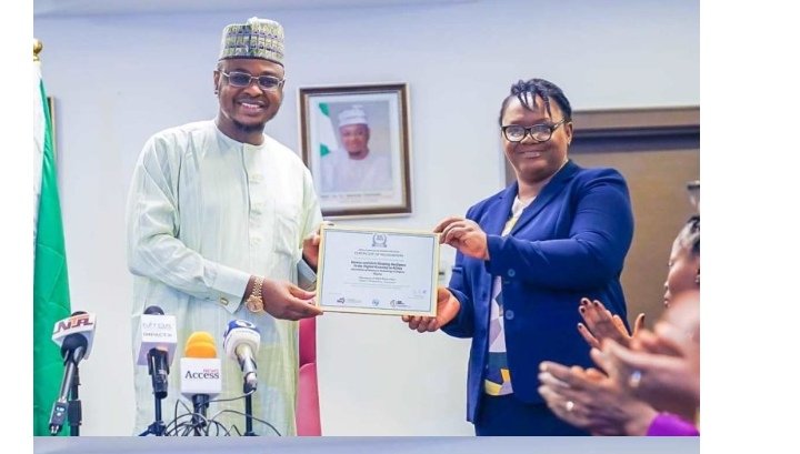 mywitin's tweet photo. Our project #womenPRIDEdotAfrica received a national recognition from the Honorable Minister @ProfIsaPantami yesterday as he also presented us our #WSIS2022 Championship certificate on behalf of the @ITU Sec Gen . @WSISprocess @NITDANigeria @Galaxybackbone @NgComCommission #sdg5 https://t.co/E87HL99zwp