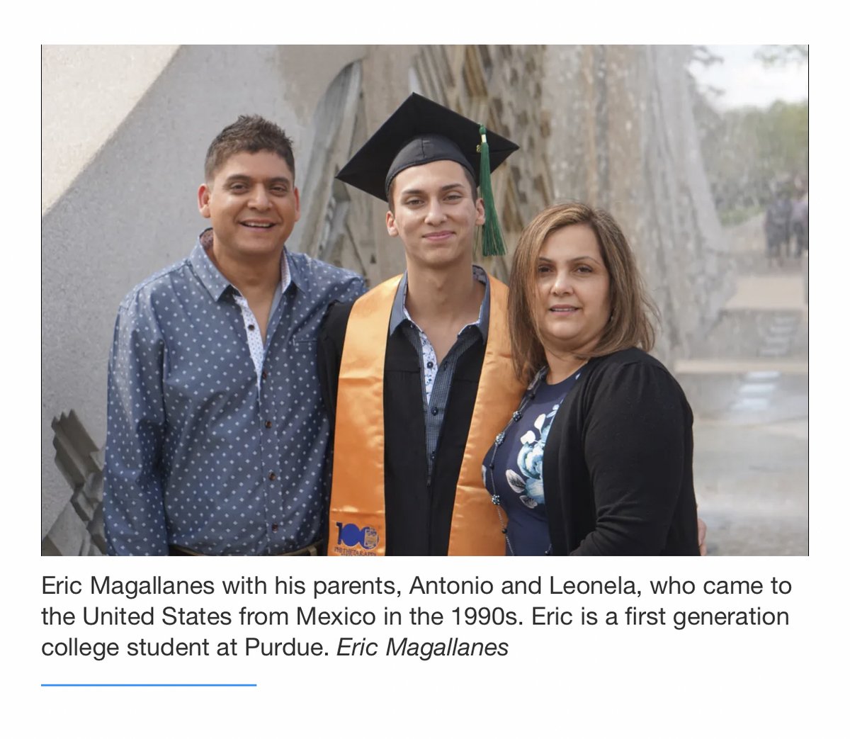 A great article about first-gen #Purdue student Eric Magallanes. Winner of Tyler Trent Courage and Resilience Award. Congrats to him and his parents. #BoilerUp #PurdueAlumni #PurdueUniversity <a href="/LifeAtPurdue/">Purdue University</a> #thenextgiantleap <a href="/jconline/">Journal & Courier</a> <a href="/indystar/">IndyStar</a> <a href="/DanaBenbow/">Dana HunsingerBenbow</a> tinyurl.com/3yrrwuj2