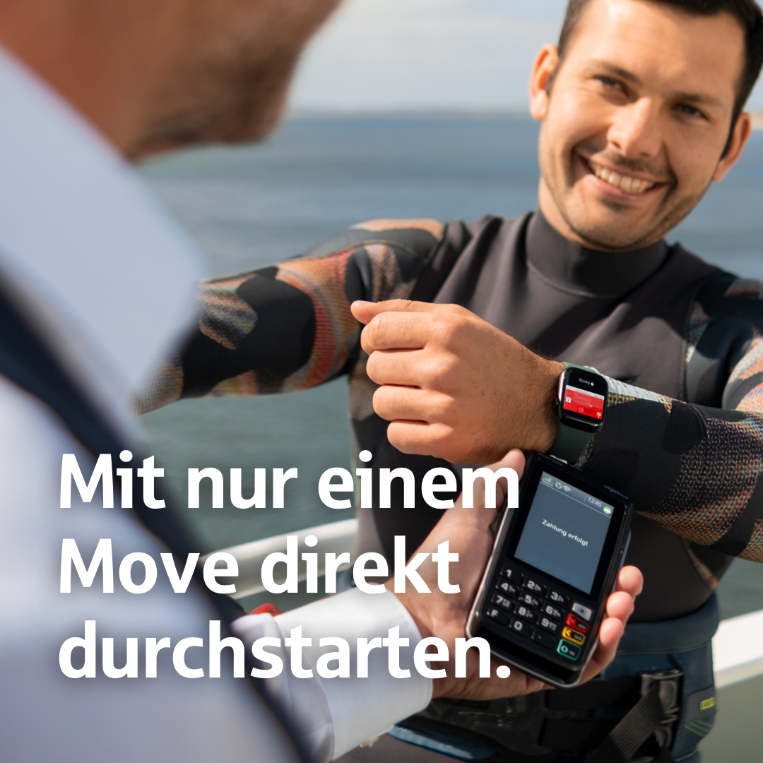 So einfach ging Bezahlen noch nie – schnell, sicher und vertraulich mit Apple Pay und der Sparkasse: s.de/1g3s ⌚️ #applepay #kitesurfer #durchstarten #marianhund