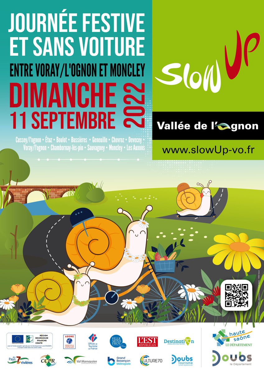 #Événement #Loisir #ModesDoux
C’est dans un mois tout pile ! Rendez-vous dimanche 11 septembre 2022 pour une nouvelle édition du #slowUpValleedelOgnon avec le Département du Doubs et le Conseil départemental de la Haute-Saône !
Avec <a href="/DoubsTourisme/">Doubs Tourisme</a>