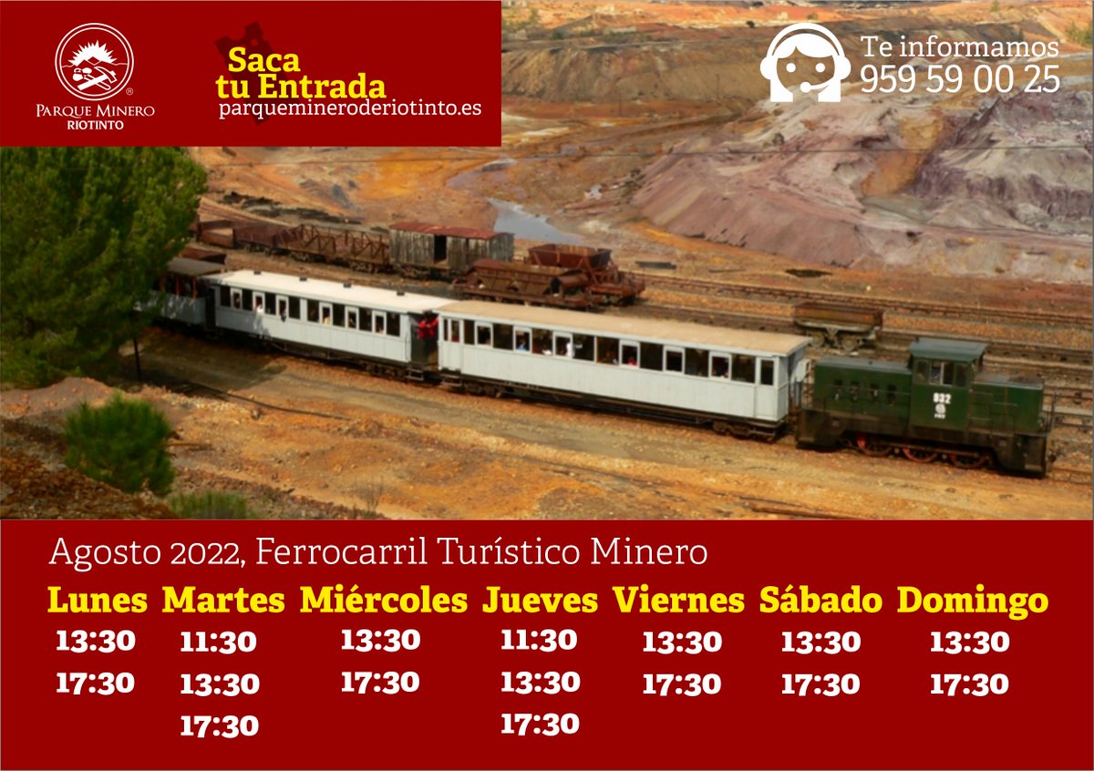 🚂
Visita las Minas de Riotinto y súbete a su ferrocarril minero. Un plan perfecto para toda la familia.
@pmineroriotinto @AytoRiotinto
#MinasdeRiotinto #Huelva #Andalucía #andaluciaparaiso
Más info⬇️