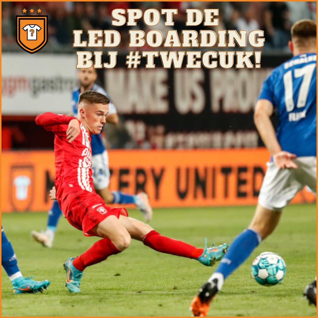 MysteryUnitedEU's tweet photo. Vanavond speelt #FCTwente het 1e Europese thuisduel in 8 jaar en wij komen enkele keren voorbij op de LED-boarding!π€© Wij gaan β¬15 shop-tegoed weggeven aan iemand die:
πΈ Een foto maakt van de reclame in het stadion/op tv
π² De foto post met hashtags #MysteryUnited & #twecuk https://t.co/vY3UP8Sin2