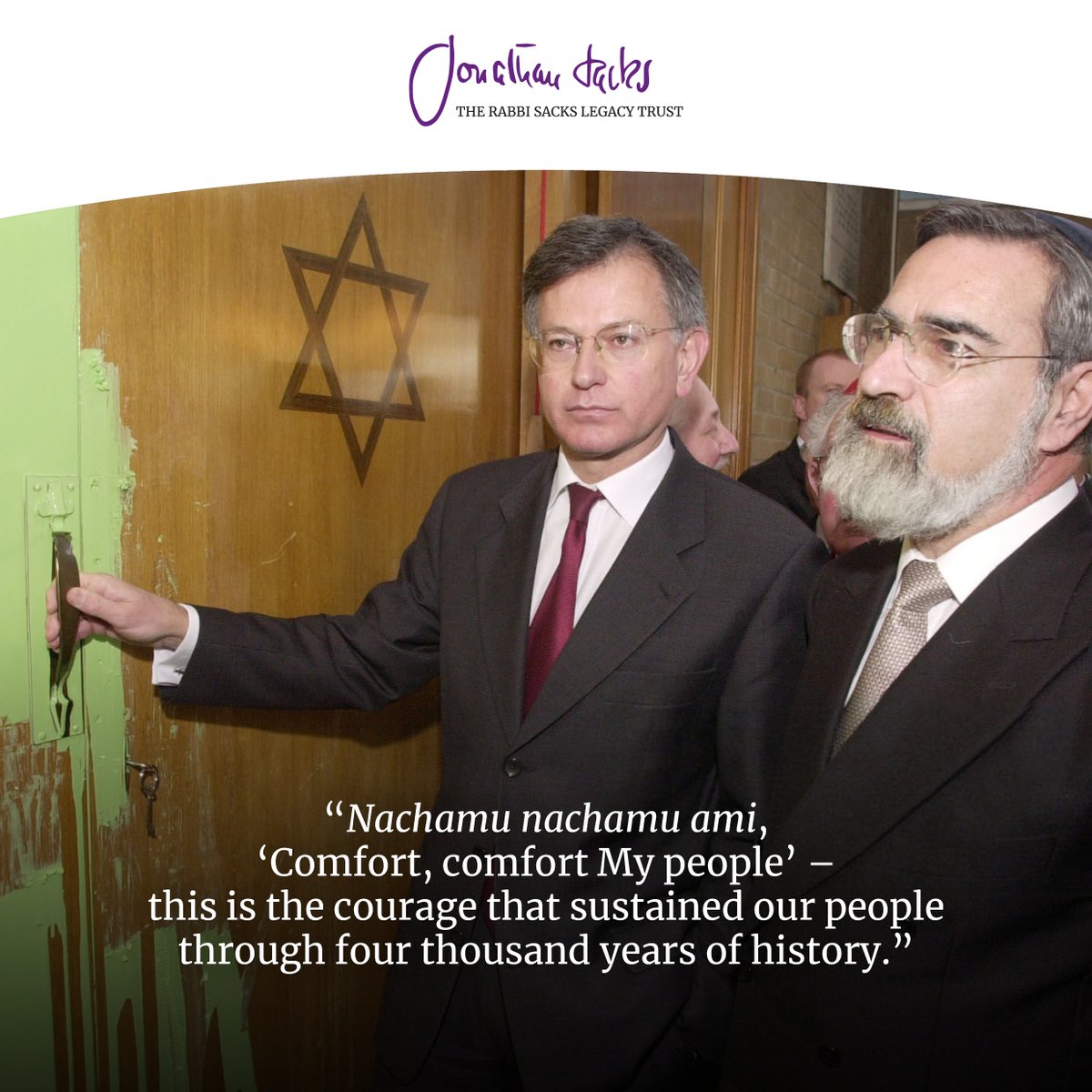 rabbisacks's tweet photo. 🧵 Twenty years ago, Finsbury Park Synagogue – near Rabbi Sacks’ childhood home – and Swansea Hebrew Congregation were desecrated in antisemitic attacks. Ahead of Shabbat #Nachamu, we share Rabbi Sacks’ reflections on those attacks written at the time: https://t.co/wxPybCKhd5