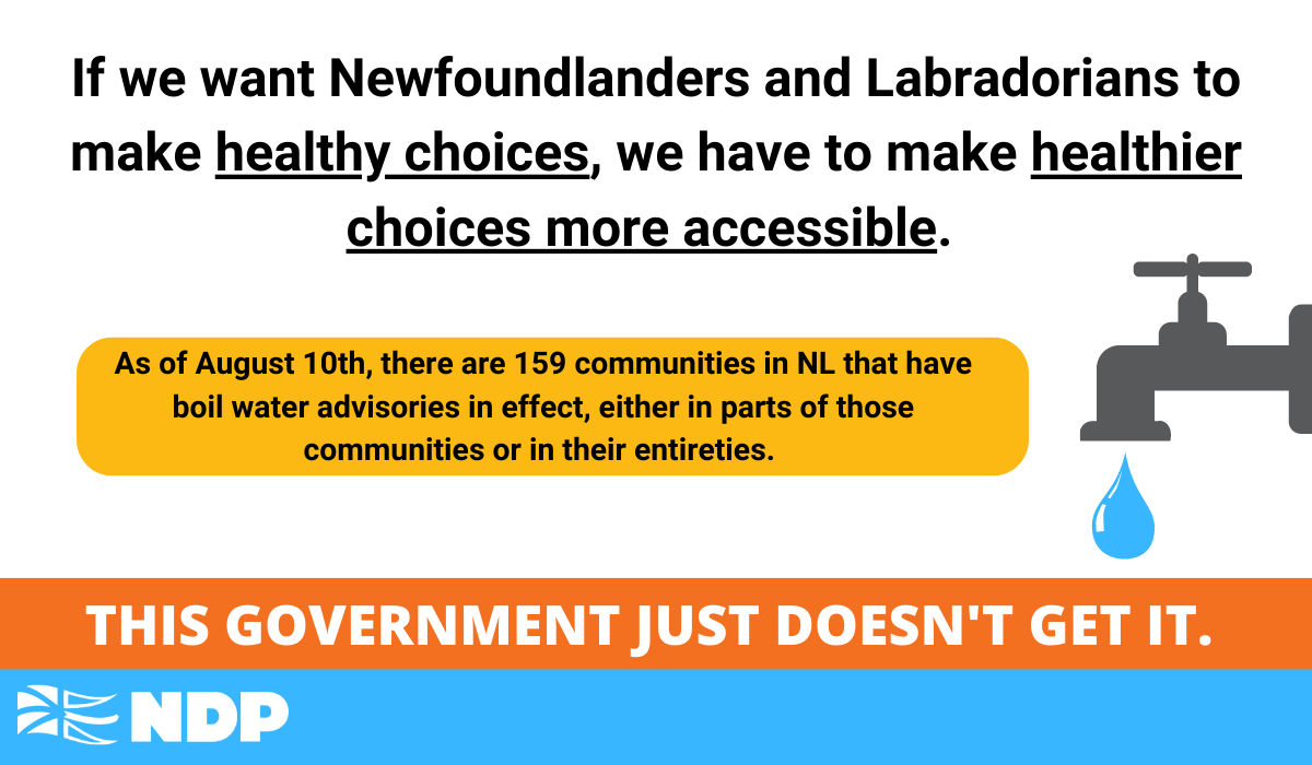 NLNDPCaucus's tweet photo. We can’t “Rethink Our Drink” until every Newfoundlander and Labradorian can access clean drinking water. 

#nlpoli #nlndp https://t.co/HPmYg90Bc7