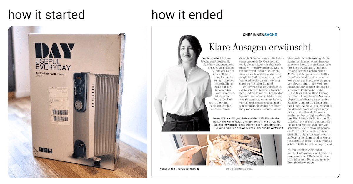 Paket für Nachbarn angenommen und daraufhin meine <a href="/RND_de/">RND</a>-Kolumne zur #Energiekrise geschrieben ✅ rnd.de/wirtschaft/ene…