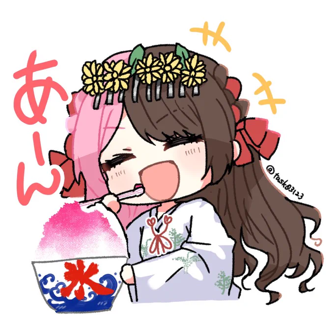 スタンプっぽいひなーのシリーズ②納涼祭の巫女服可愛い#ぶいすぽ夏祭り #ひなのの絵なの 
