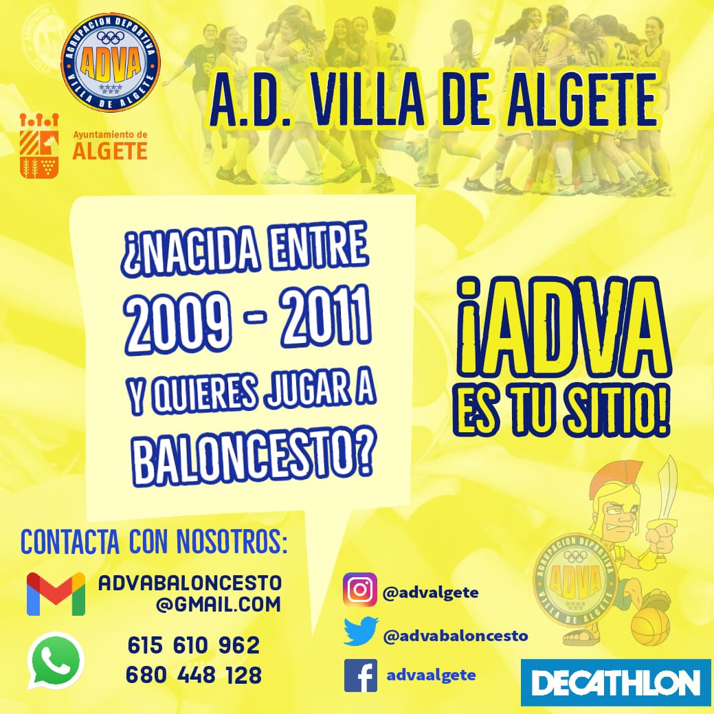 ADVAbaloncesto's tweet image. ¿Quieres jugar al basket? ADVA es tu sitio #BasketFem ⛹️‍♀️

#SomosADVA🔵
#MareaAmarilla🟡

@DeportesAlgete
@Aytodealgete