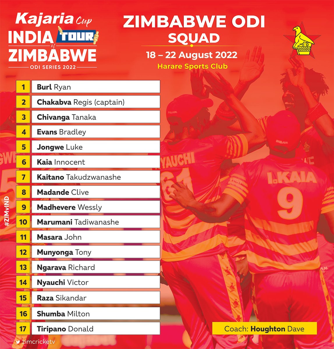 Zimbabwe name squad for ODI series against India

Details 👇

zimcricket.org/zimbabwe-name-…