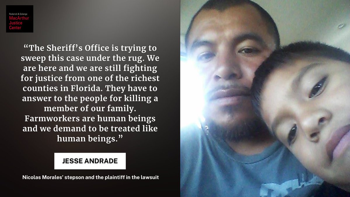 MacArthrJustice's tweet photo. JUST FILED: The family of Nicolas Morales is suing three Collier County Sheriff’s Office (CCSO) officers who were involved in the 2020 shooting death and K-9 dog mauling of the Immokalee, Florida resident, farmworker and loving single father who was having a mental health crisis. https://t.co/B1DE8kdum7