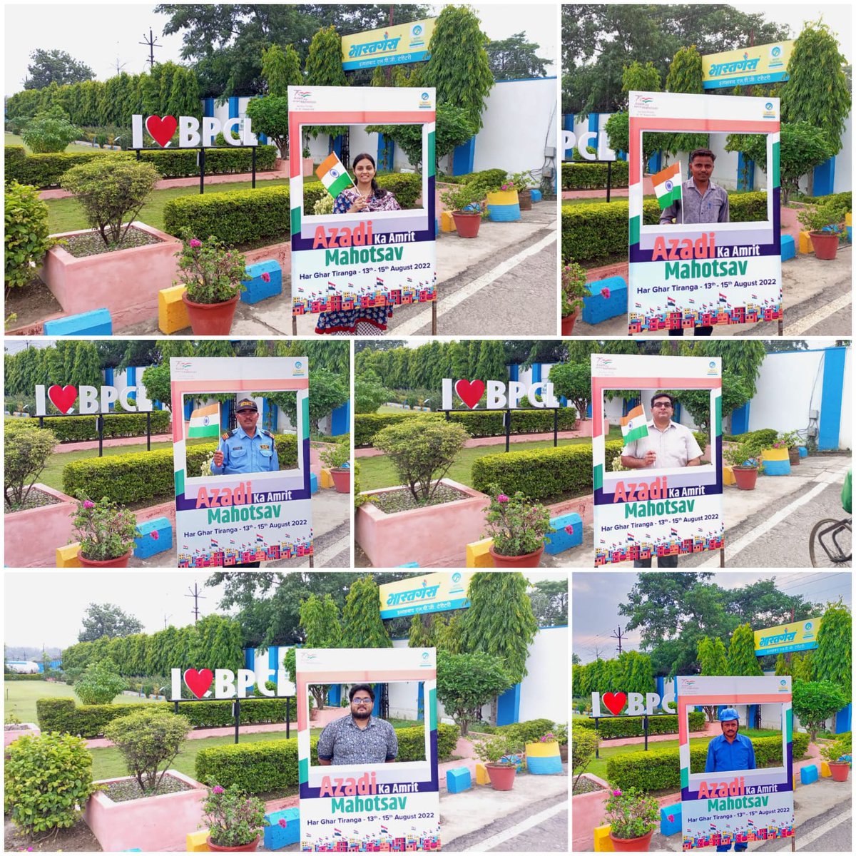 BPCLAllahabad's tweet photo. Team @BPCLAllahabad Participating #HarGharTiranga campaign &amp; to celebrate 75 years of Independence, a selfie point "Azadi Ka Amrit Mahotsav " has been set up at BPCL Allahabad LPG Bottling Plant.
 
 #AzadiKaAmritMahotsov #IndiaAt75 #HarGharTiranga https://t.co/e9i7vUG6bl