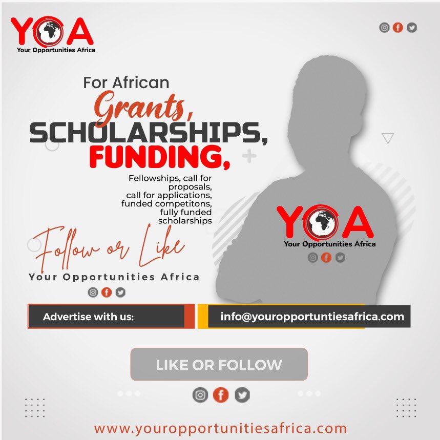 youroppsafrica's tweet photo. Are you looking for a grant, Scholarship, fully funded Scholarship, funding, seed capital, Fellowship, call for applications. Your Opportunities Africa - YOA is your number kne stop. Like the Page now for timely updates. https://t.co/JBrTL8qfEw