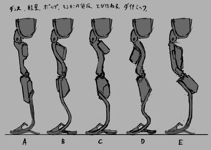 ストリートダンス用の股義足デザイン検討。汎用品よりは特徴つけやすくて楽しい。 
