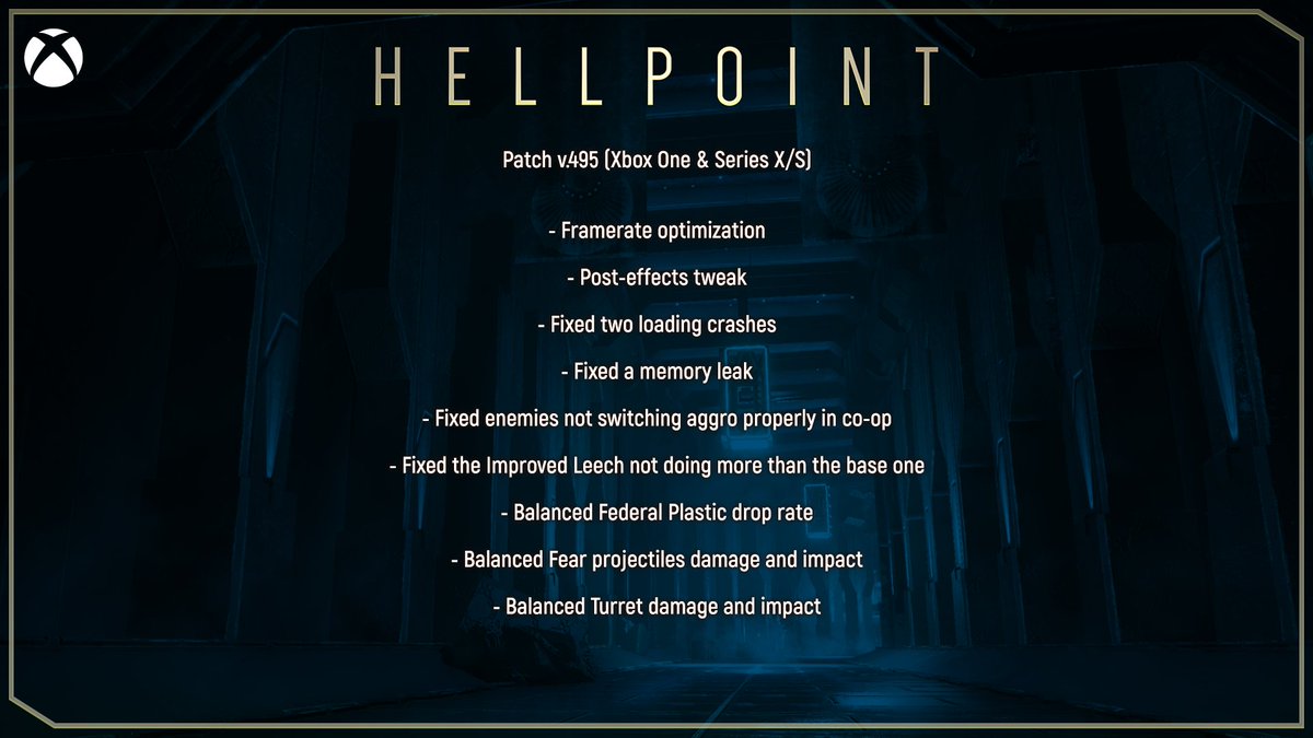 Patch v495 is live on Xbox One &amp; Series X/S