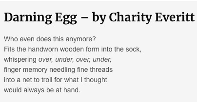 Charity Everitt's "Darning Egg" is a lovely part of our Issue Eight. Tape the link for the entire piece.
rockvalereview.com/issues/issue-e…