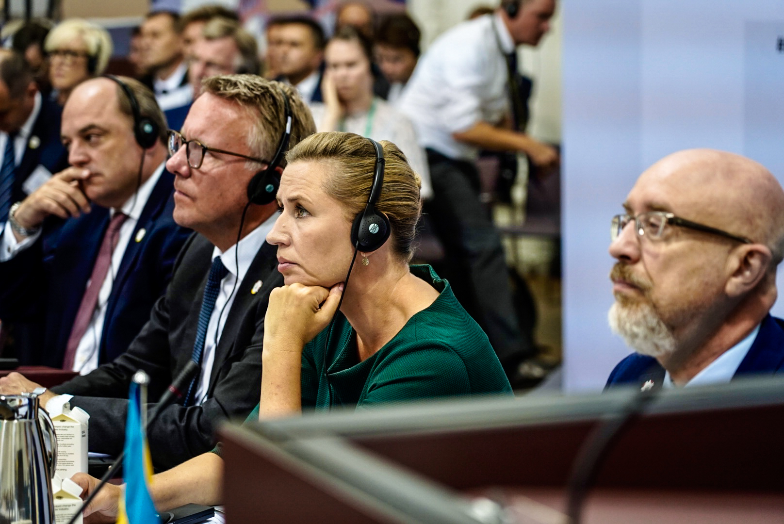 Ben Wallace at the conference alongside his Ukrainian and Danish counterparts