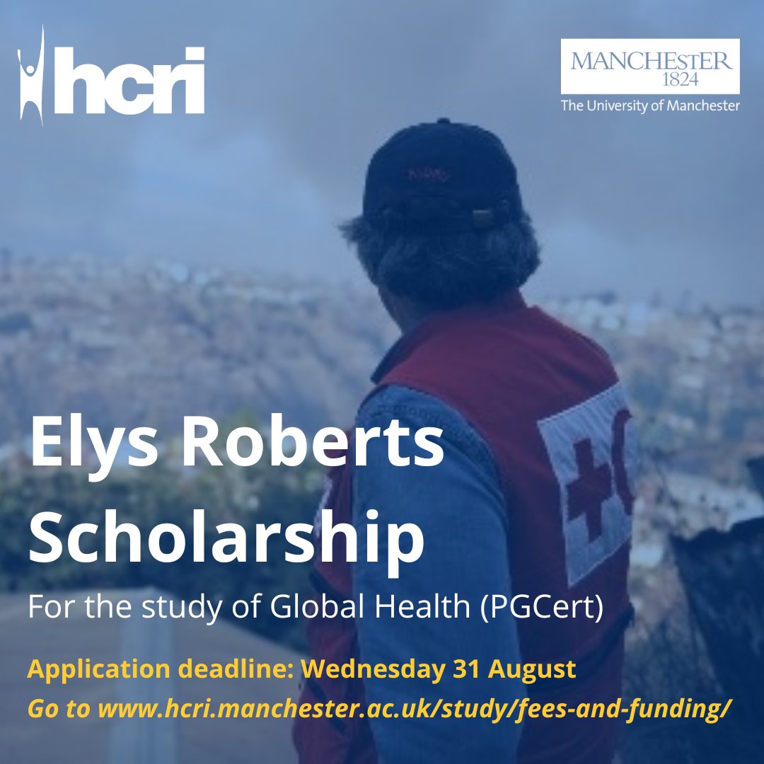 HCRInstitute's tweet image. Good news! 

Our Elys Roberts scholarship for Global Health (PGCert) has now been extended to Wednesday 31 August. 

This scholarship is available to support talented applicants from or working in low/middle-income countries.

To find out more, head to the link in our bio.