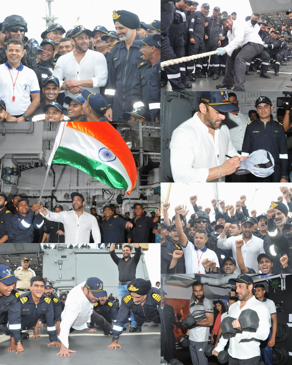 i_yogesh22's tweet photo. The Real Patriot #SalmanKhan ๐ฎ๐ณ
#Collage1 : SALMAN's Recent Pics From INS Visakhapatnam where he Spent a Whole Day With The Navy Force
#Collage2 : SALMAN KHAN With Naval Air Force aboard INS Hansa In 2010
#Collage3 : SALMAN KHAN Visiting Indian Army during The Kargil war, 1999 https://t.co/Y6ks2JgxPP